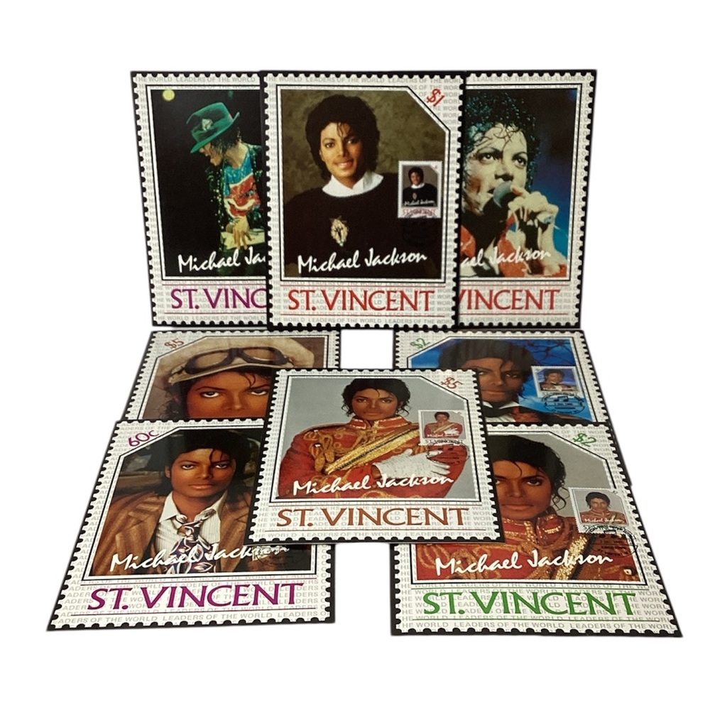 🦄 St. Vincent 1985 Commemorative Michael Jackson Collectible Stamp/Postcard Set